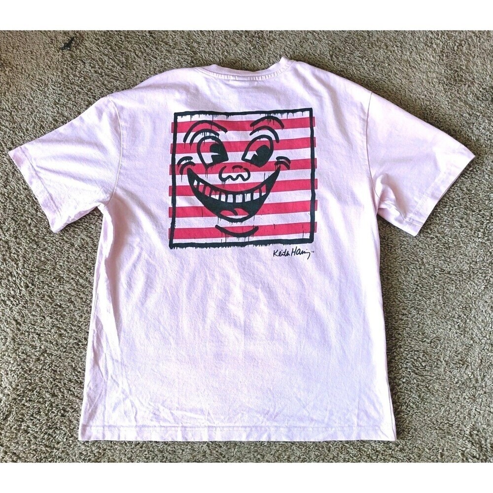 Keith Haring T-Shirt Men's Small Pink Short Sleeve